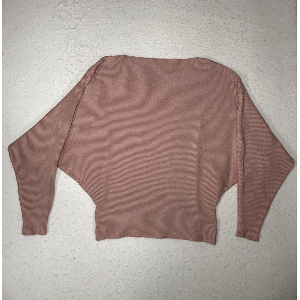 Ckikiou Womens Dusty Rose Ribbed Batwing Off Should Knit Sweater Top medium